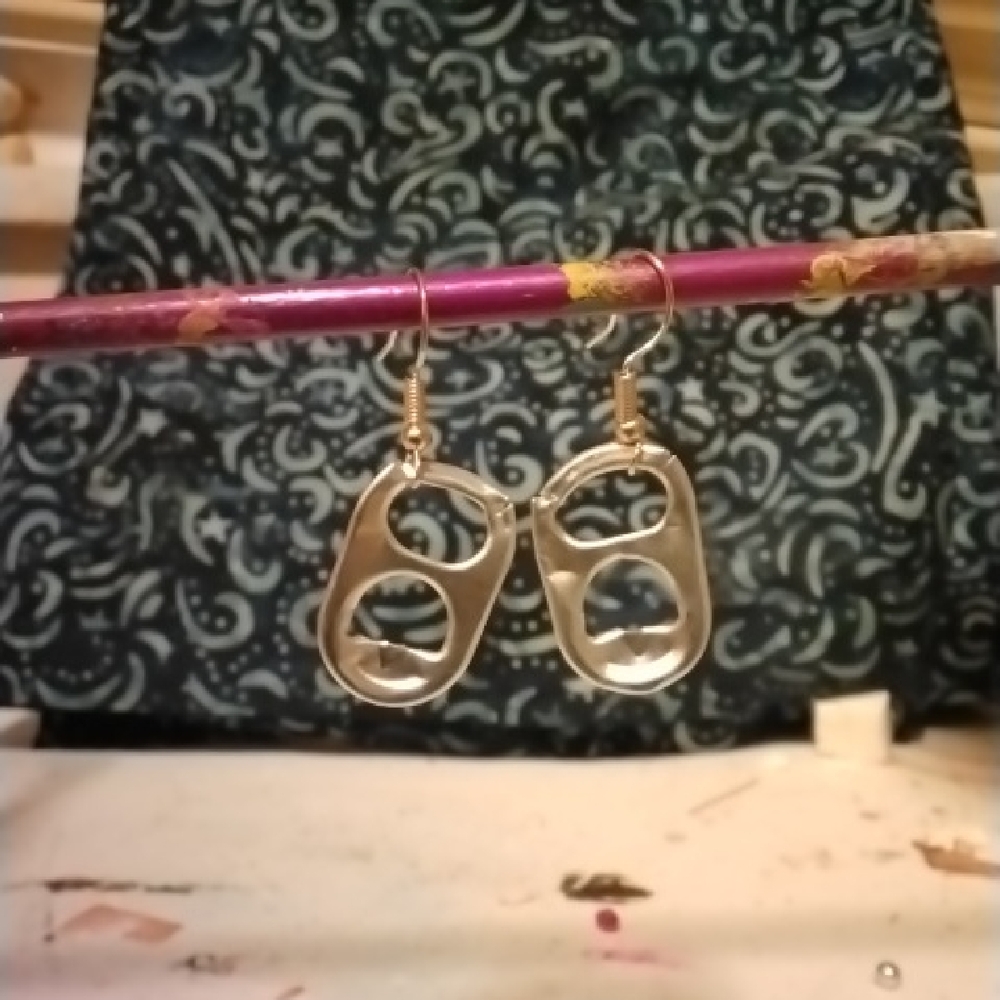 Unique silver Tab Earrings